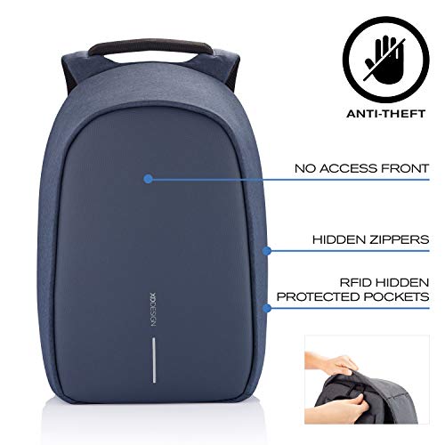 Sac à Dos Antivol USB Bobby Hero Bleu Foncé Unisexe - Geekodrome: Boutique d'accessoires geek Sac à Dos Antivol USB Bobby Hero Bleu Foncé Unisexe – Image 2