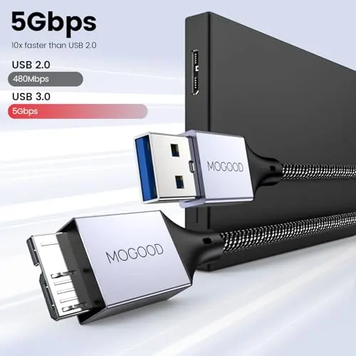 Câble USB 3.0 Micro-A Pour Disque Dur Externe (WD, Seagate, Toshiba) - Longueurs 23cm à 120cm - Neuf