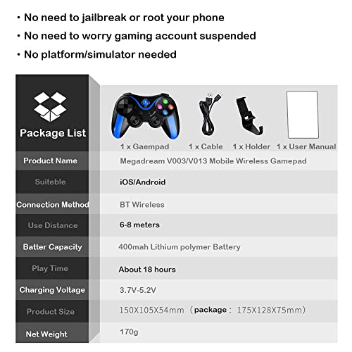 Manette de Jeu Bluetooth Megadream pour iOS et Android - Geekodrome: Boutique d'accessoires geek Manette de Jeu Bluetooth Megadream pour iOS et Android – Image 8