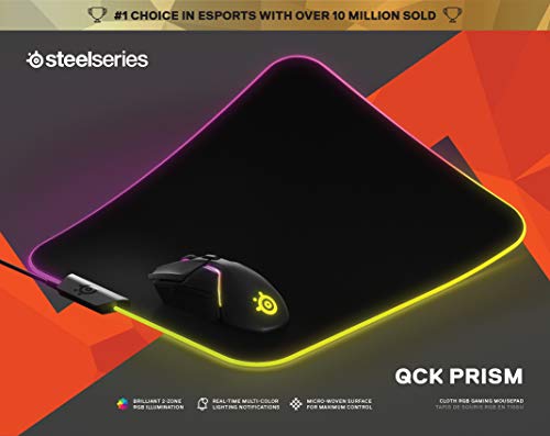 Tapis de souris SteelSeries QcK Prism Cloth avec éclairage RVB - Geekodrome: Boutique d'accessoires geek Tapis de souris SteelSeries QcK Prism Cloth avec éclairage RVB – Image 9