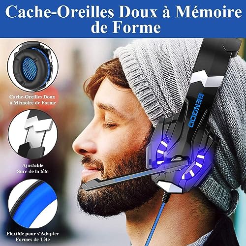 Casque Gaming BENGOO G9000 avec Micro et LED pour Consoles - Geekodrome: Boutique d'accessoires geek Casque Gaming BENGOO G9000 avec Micro et LED pour Consoles – Image 3