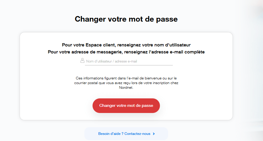 modifier le mot de passe de votre messagerie Nordnet