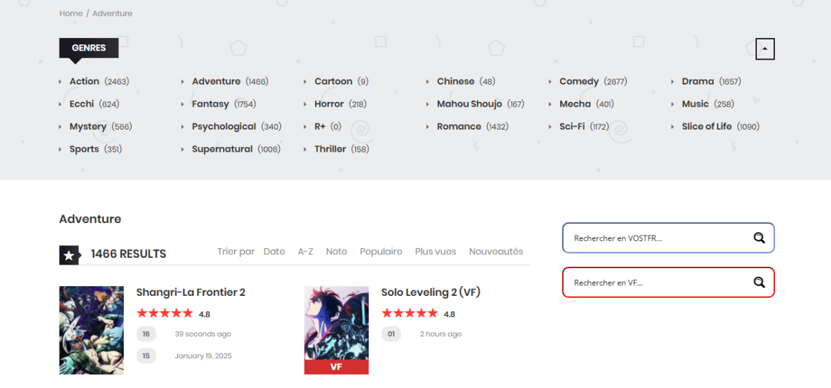 Anime disponible sur VoirAnime