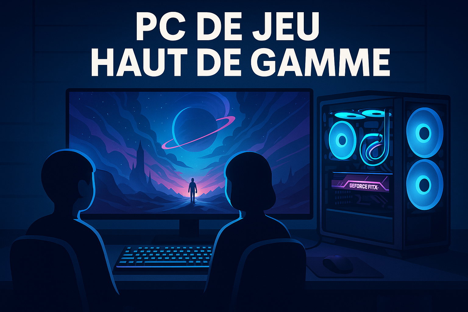 PC de jeu haut de gamme écran immersif composants lumineux
