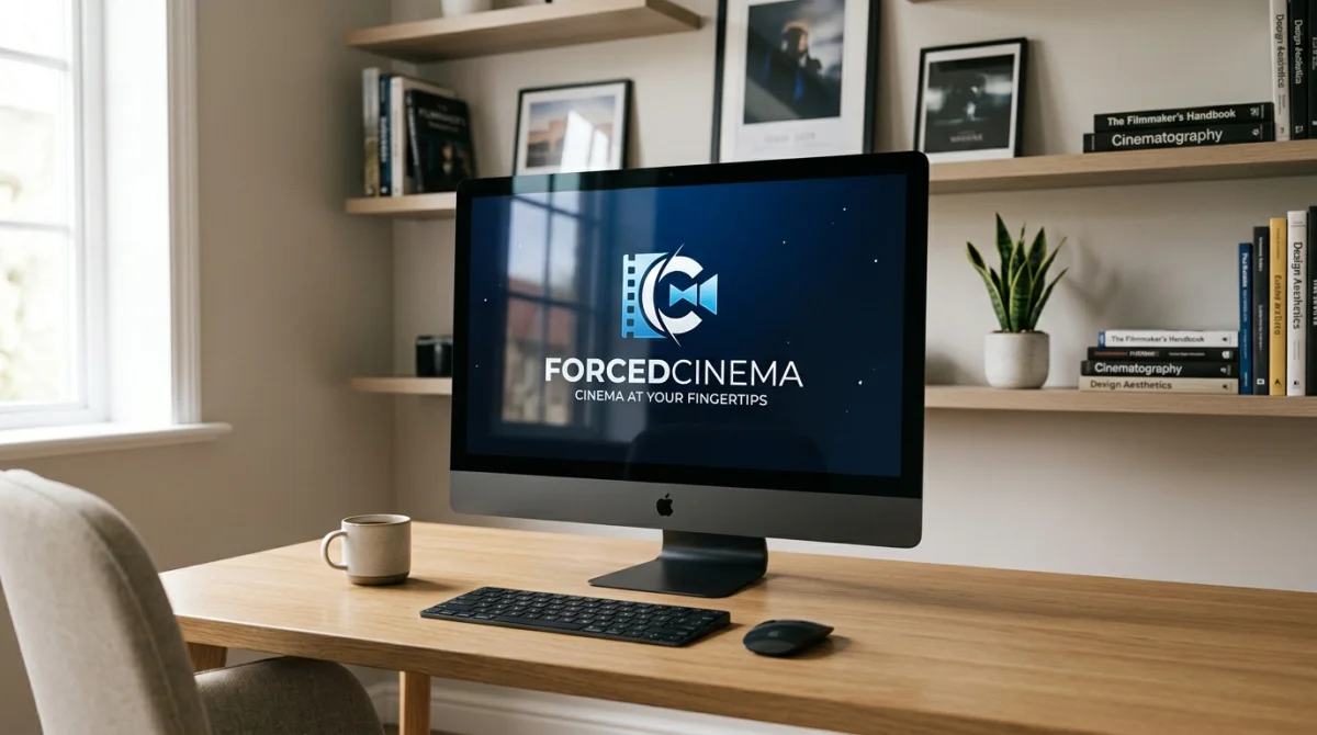 Quelle est la nouvelle adresse de ForcedCinema en 2026 ? - Geekodrome: Boutique d'accessoires geek Logo ForcedCinema affiché sur un écran d'ordinateur dans un bureau moderne.
