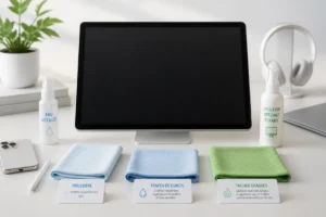 Nettoyer un écran tactile avec chiffons en microfibre et solutions adaptées contre poussière, traces de doigts et taches grasses